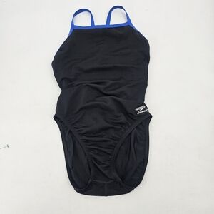 Speedo Women's Endurance+ Solid Flyback Training One Piece Black & Blue 10/36